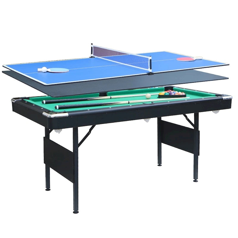 65.7 Tables de jeux portables 3-en-1, Billard, Tennis de table, Plateau de table pour la maison - S.O.