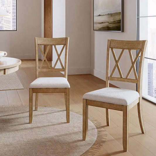 Chaise de salle à manger en bois massif naturel, style ferme (lot de 2)