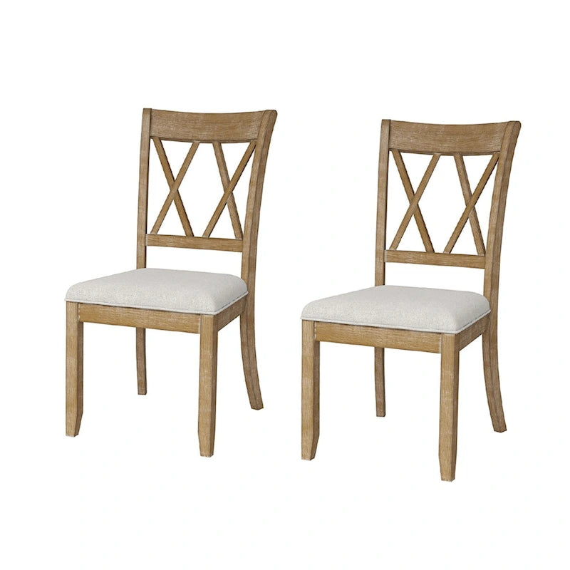 Chaise de salle à manger en bois massif naturel, style ferme (lot de 2)
