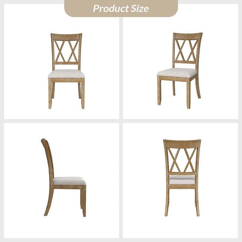 Chaise de salle à manger en bois massif naturel, style ferme (lot de 2)