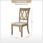 Chaise de salle à manger en bois massif naturel, style ferme (lot de 2)