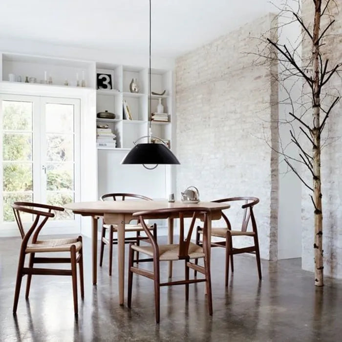 de 2 chaises de salle à manger modernes en bois avec dossier en Y, accoudoirs et assise en chanvre pour la maison, le restaurant et le bureau