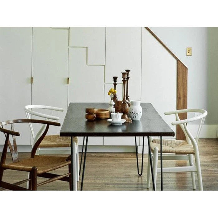 de 2 chaises de salle à manger modernes en bois avec dossier en Y, accoudoirs et assise en chanvre pour la maison, le restaurant et le bureau