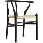 de 2 chaises de salle à manger modernes en bois avec dossier en Y, accoudoirs et assise en chanvre pour la maison, le restaurant et le bureau