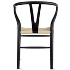 de 2 chaises de salle à manger modernes en bois avec dossier en Y, accoudoirs et assise en chanvre pour la maison, le restaurant et le bureau