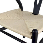 de 2 chaises de salle à manger modernes en bois avec dossier en Y, accoudoirs et assise en chanvre pour la maison, le restaurant et le bureau