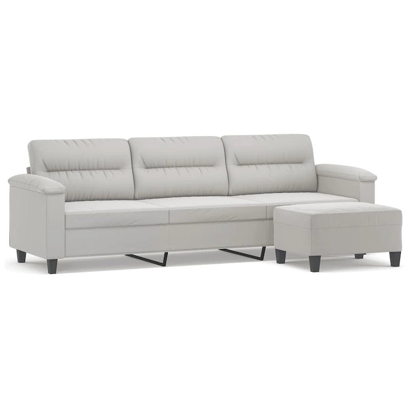 Canapé moderne avec fauteuil d'appoint rembourré avec pouf en tissu microfibre