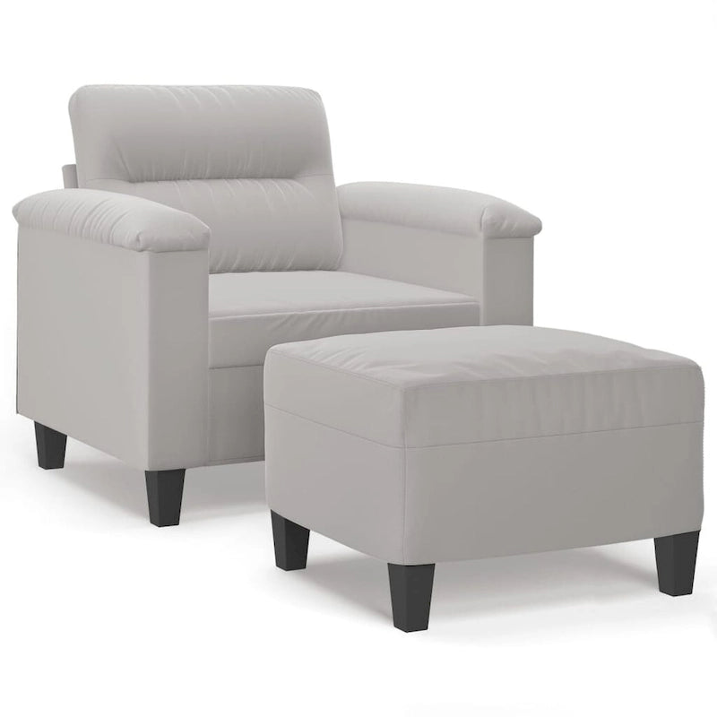 Canapé moderne avec fauteuil d'appoint rembourré avec pouf en tissu microfibre