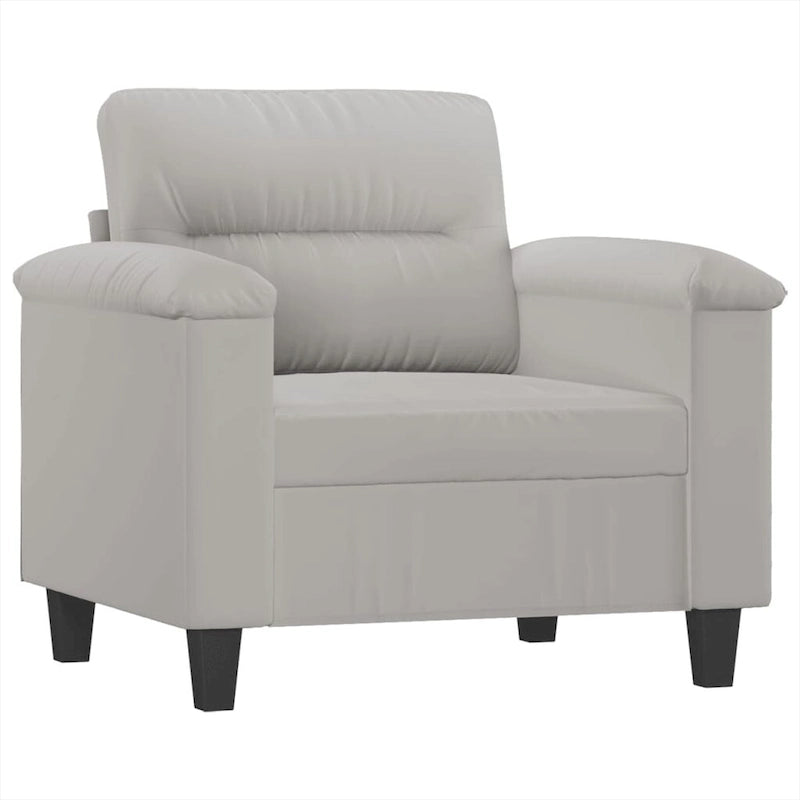 Canapé moderne avec fauteuil d'appoint rembourré avec pouf en tissu microfibre