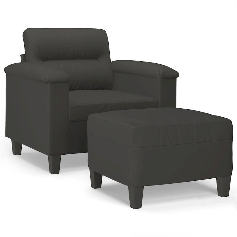 Canapé moderne avec fauteuil d'appoint rembourré avec pouf en tissu microfibre