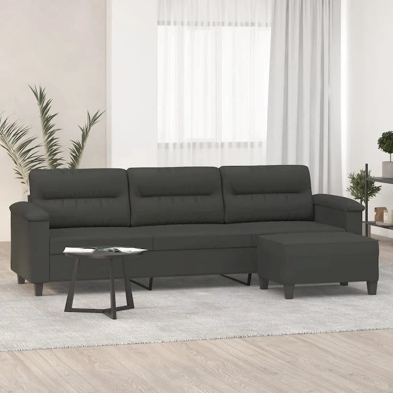 Canapé moderne avec fauteuil d'appoint rembourré avec pouf en tissu microfibre