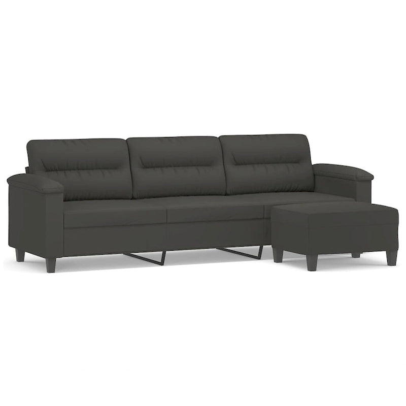 Canapé moderne avec fauteuil d'appoint rembourré avec pouf en tissu microfibre