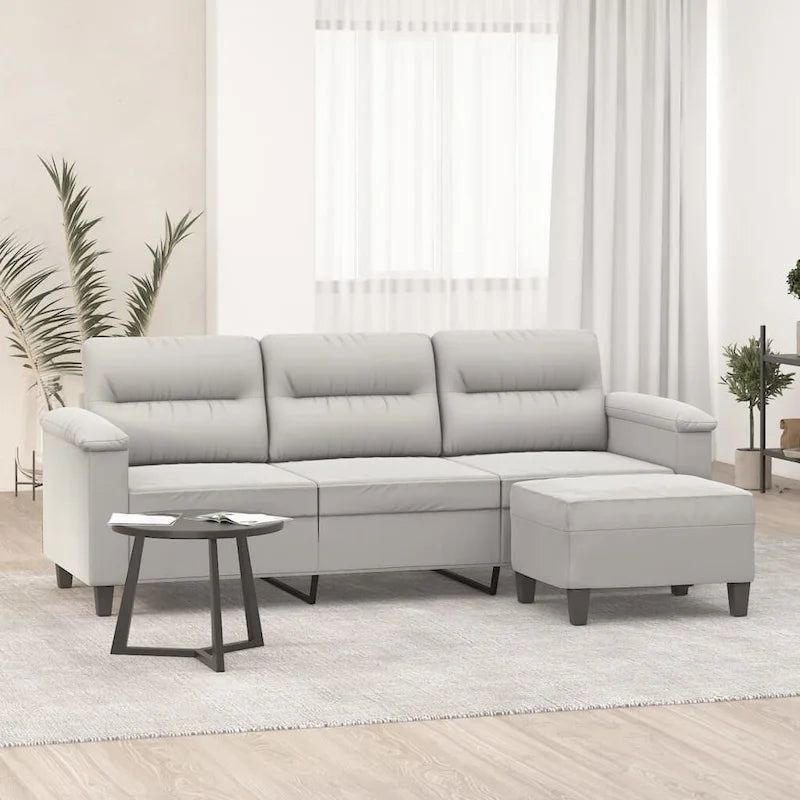 Canapé moderne avec fauteuil d'appoint rembourré avec pouf en tissu microfibre