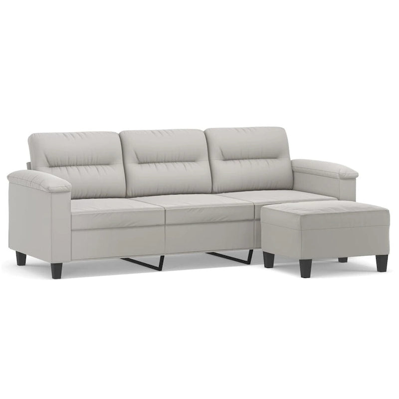Canapé moderne avec fauteuil d'appoint rembourré avec pouf en tissu microfibre