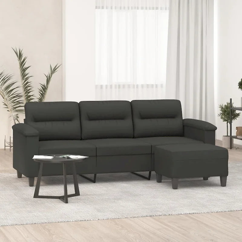 Canapé moderne avec fauteuil d'appoint rembourré avec pouf en tissu microfibre