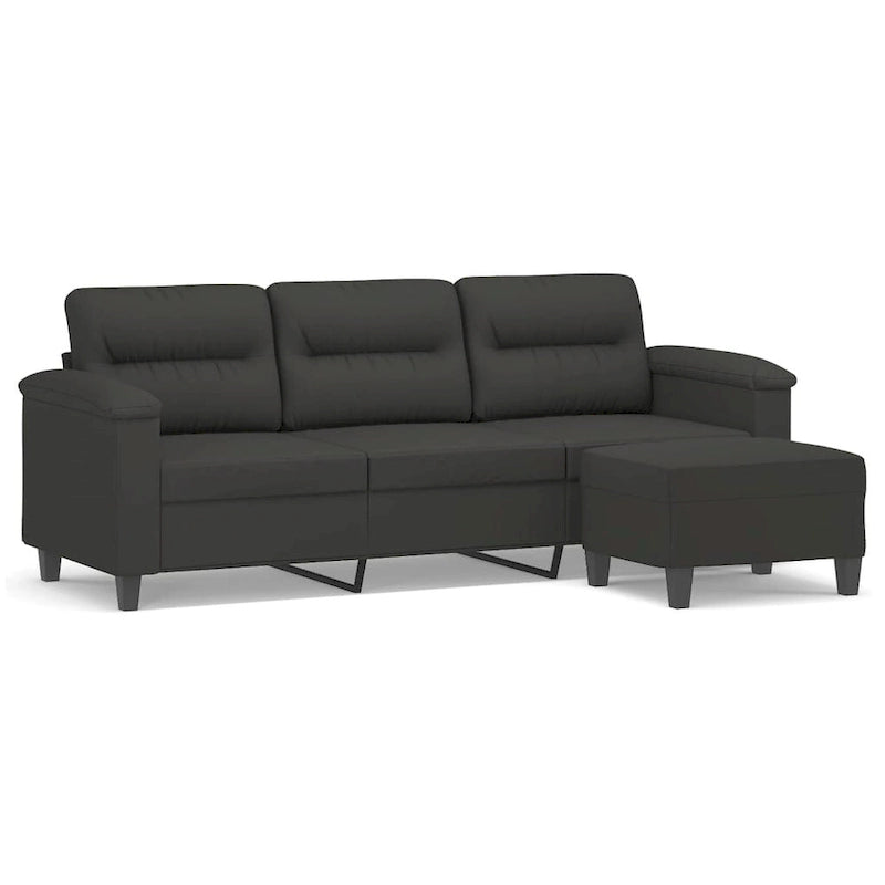 Canapé moderne avec fauteuil d'appoint rembourré avec pouf en tissu microfibre