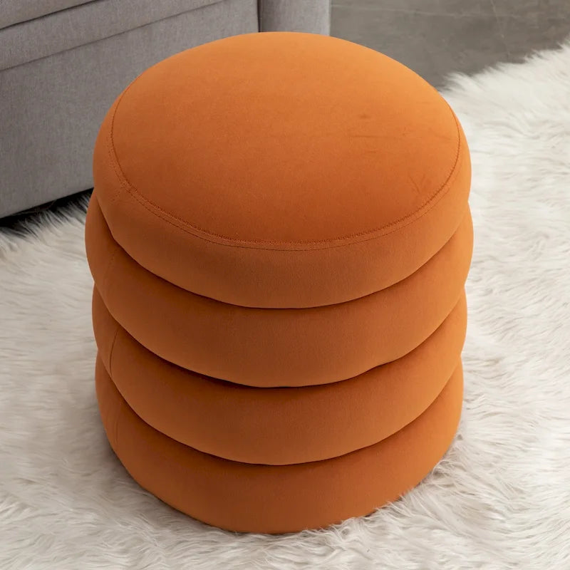 Pouffe Repose-pied Rond en Velours Doux