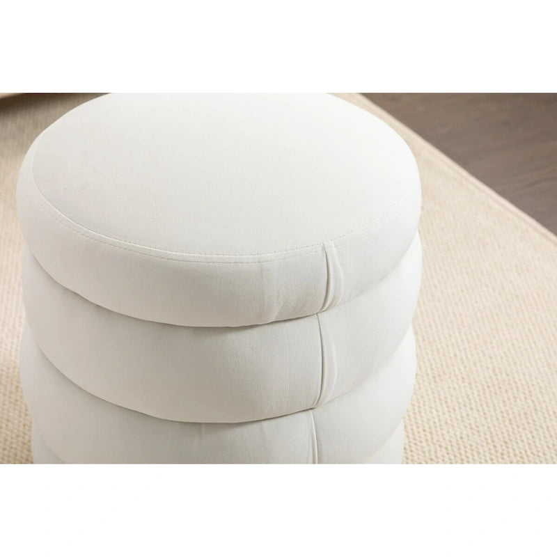 Pouffe Repose-pied Rond en Velours Doux