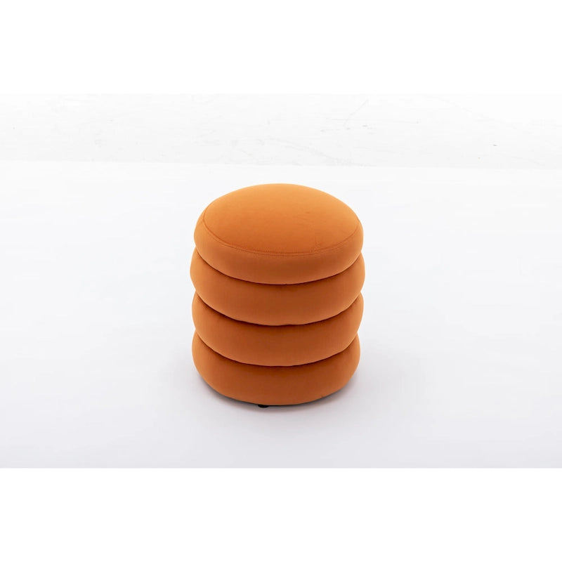 Pouffe Repose-pied Rond en Velours Doux