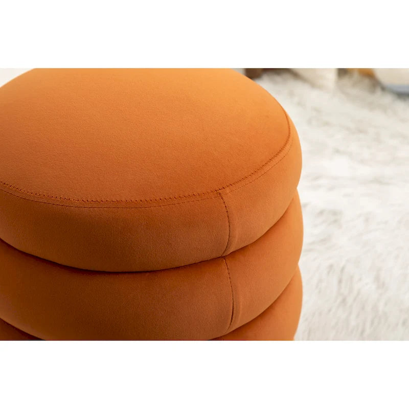 Pouffe Repose-pied Rond en Velours Doux