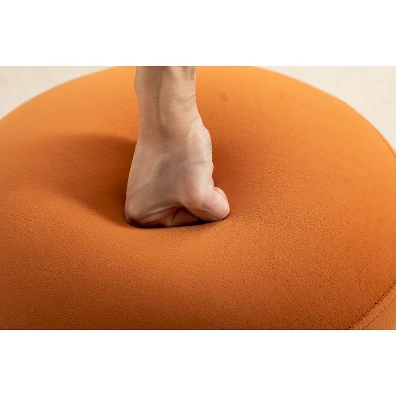 Pouffe Repose-pied Rond en Velours Doux