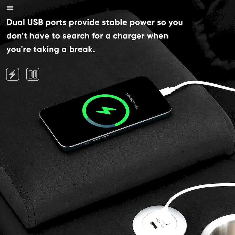 Canapé en U moderne avec console, porte-gobelets et ports USB, meubles d'intérieur rembourrés symétriques à 6 places, noir