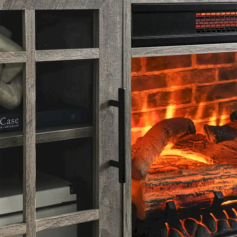 Meuble TV de 55 pouces avec cheminée électrique et insert chauffant KD