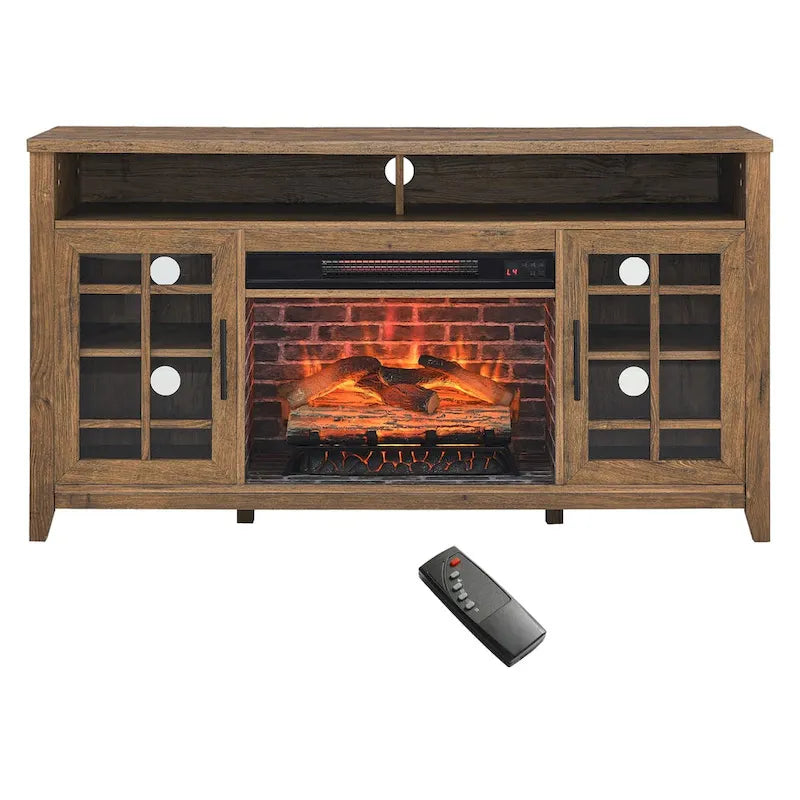 Meuble TV de 55 pouces avec cheminée électrique et insert chauffant KD