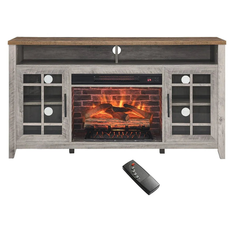 Meuble TV de 55 pouces avec cheminée électrique et insert chauffant KD