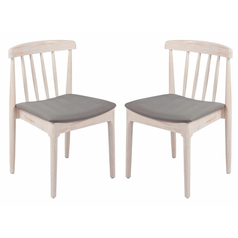 Chaise de salle à manger commerciale en bois massif avec assise rembourrée en vinyle - lot de 2