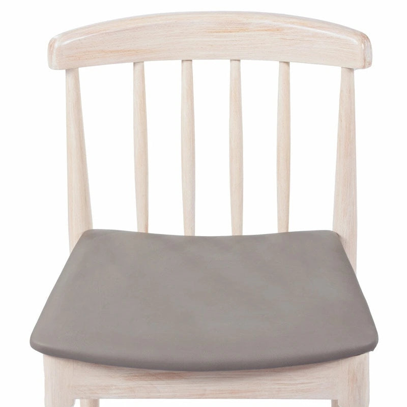 Chaise de salle à manger commerciale en bois massif avec assise rembourrée en vinyle - lot de 2