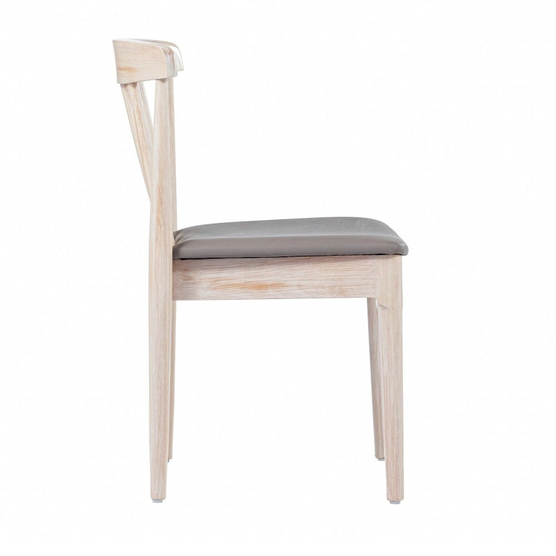 Chaise de salle à manger commerciale en bois massif avec assise rembourrée en vinyle - lot de 2
