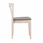 Chaise de salle à manger commerciale en bois massif avec assise rembourrée en vinyle - lot de 2