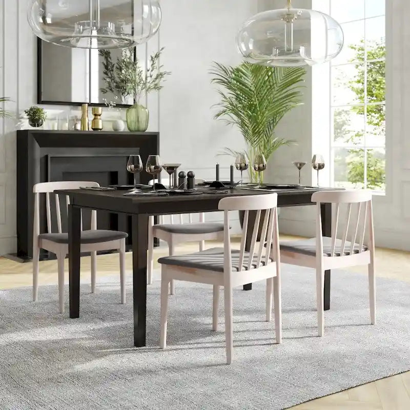 Chaise de salle à manger commerciale en bois massif avec assise rembourrée en vinyle - lot de 2