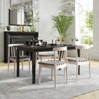 Chaise de salle à manger commerciale en bois massif avec assise rembourrée en vinyle - lot de 2