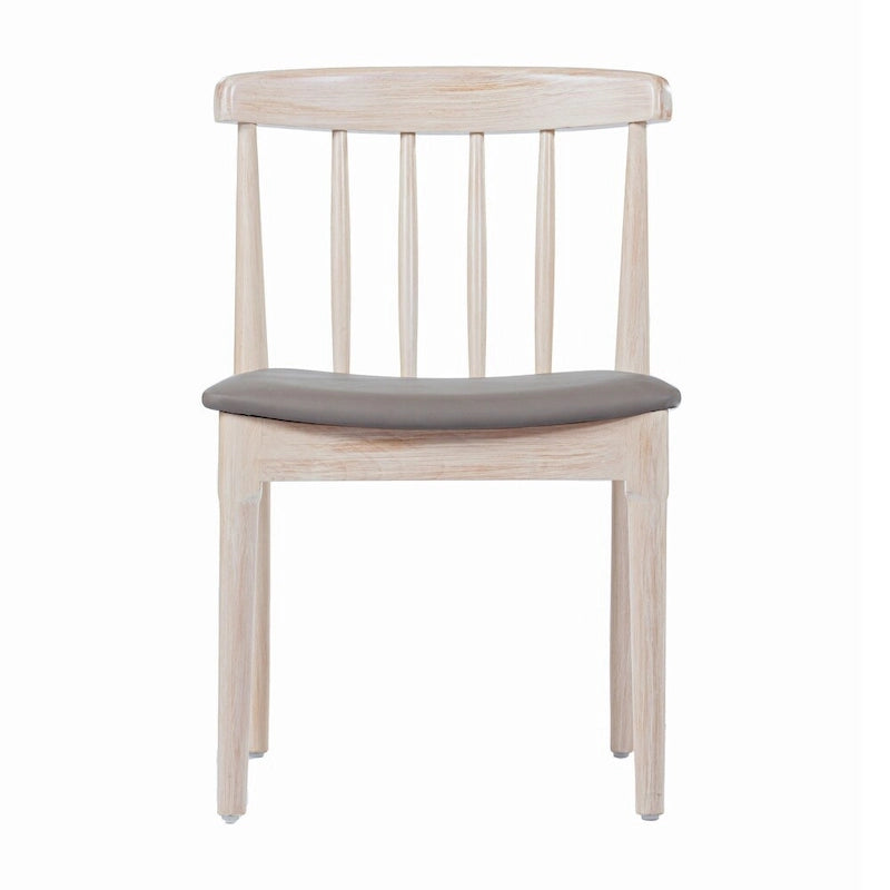 Chaise de salle à manger commerciale en bois massif avec assise rembourrée en vinyle - lot de 2