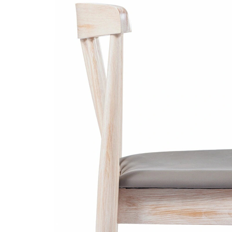 Chaise de salle à manger commerciale en bois massif avec assise rembourrée en vinyle - lot de 2