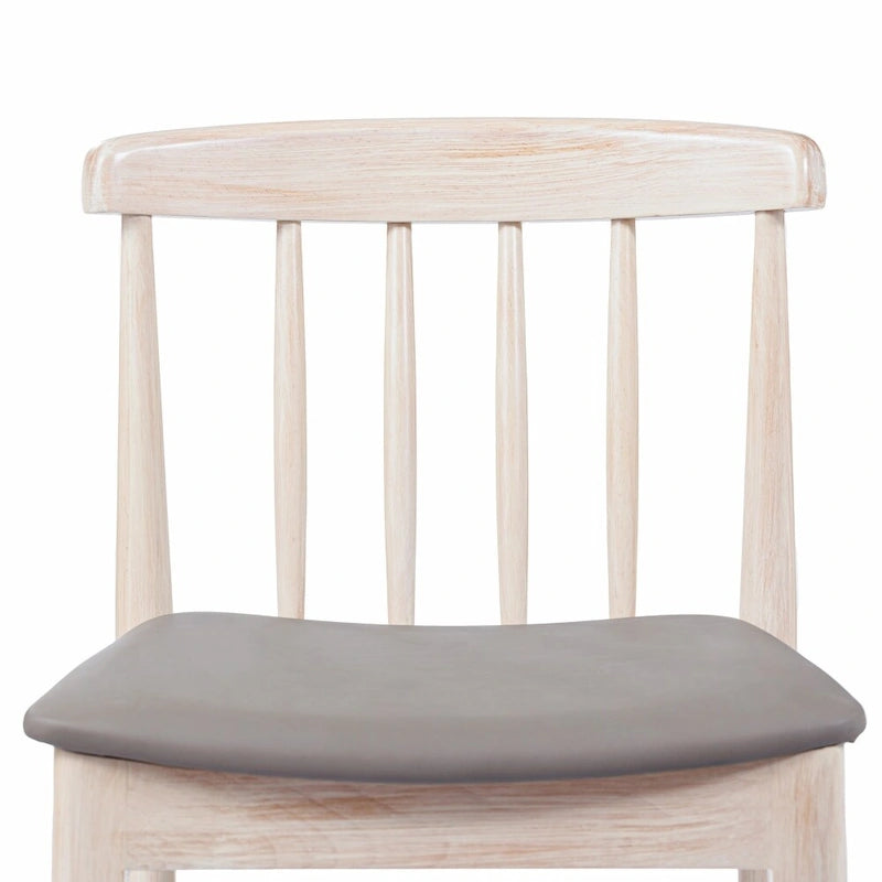 Chaise de salle à manger commerciale en bois massif avec assise rembourrée en vinyle - lot de 2