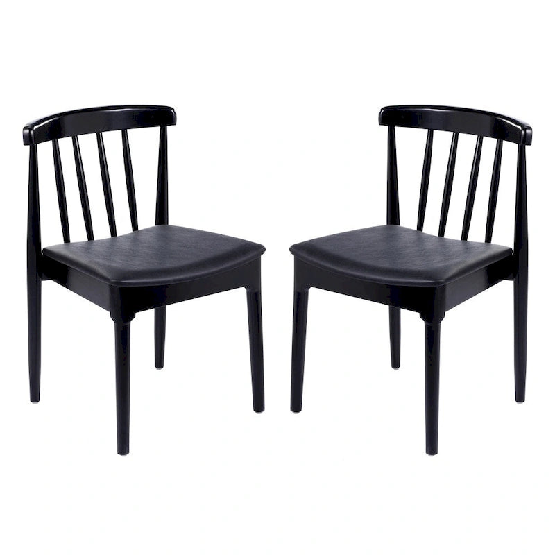 Chaise de salle à manger commerciale en bois massif avec assise rembourrée en vinyle - lot de 2