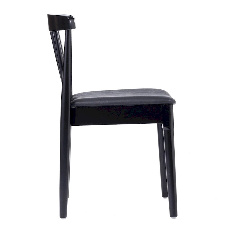 Chaise de salle à manger commerciale en bois massif avec assise rembourrée en vinyle - lot de 2