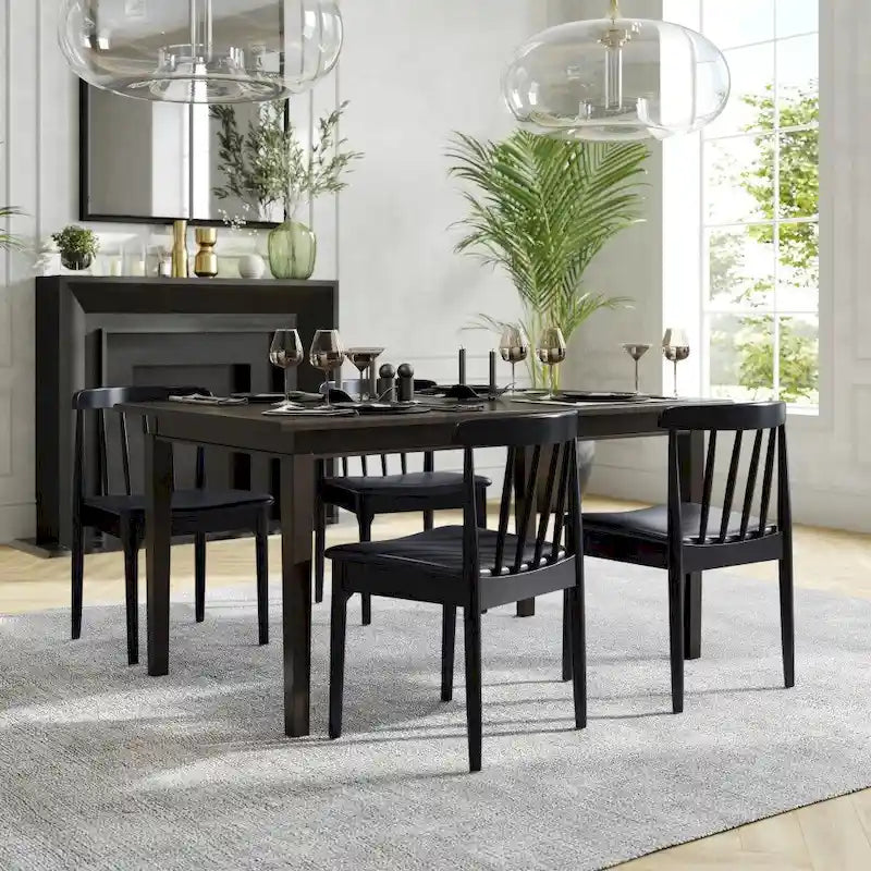 Chaise de salle à manger commerciale en bois massif avec assise rembourrée en vinyle - lot de 2