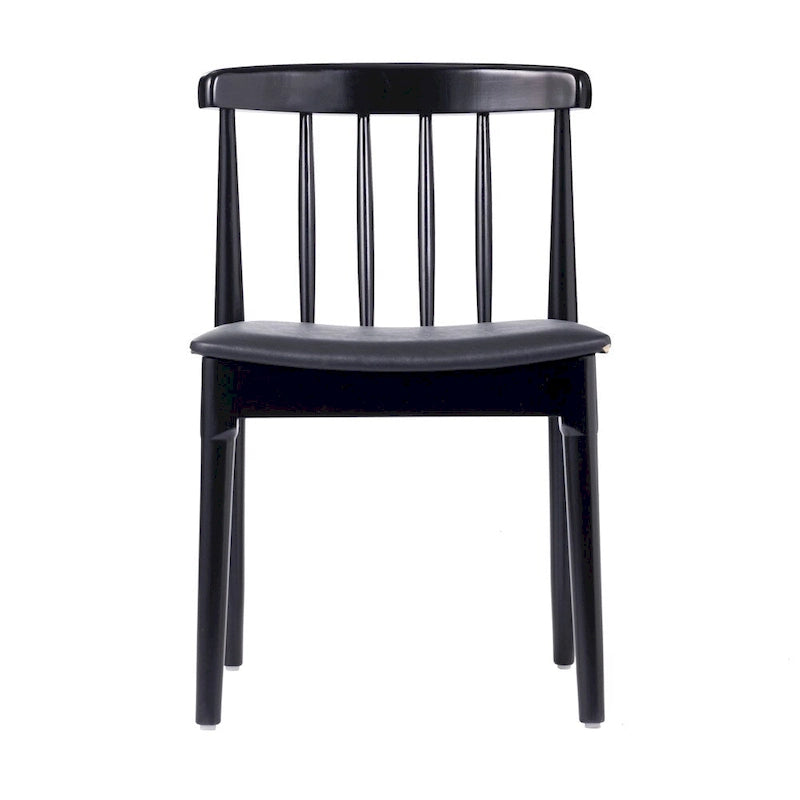 Chaise de salle à manger commerciale en bois massif avec assise rembourrée en vinyle - lot de 2