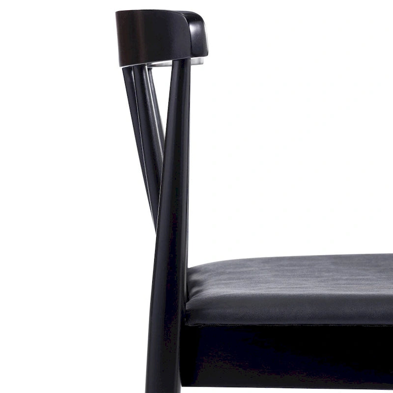 Chaise de salle à manger commerciale en bois massif avec assise rembourrée en vinyle - lot de 2