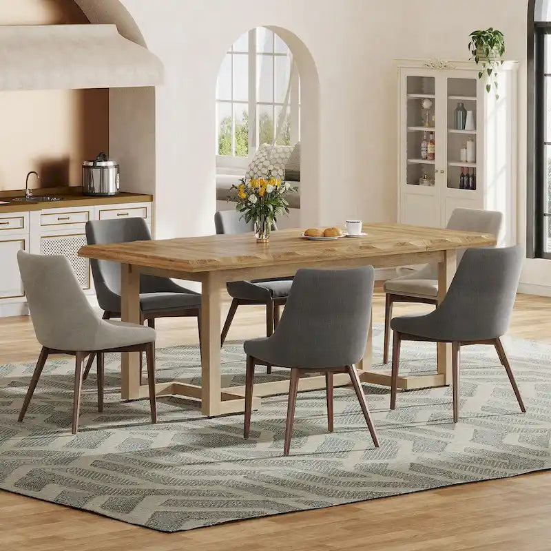 Table à manger rectangulaire de 160 cm avec pieds en bois massif et plateau épais pour 4 à 6 personnes