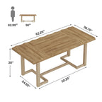 Table à manger rectangulaire de 160 cm avec pieds en bois massif et plateau épais pour 4 à 6 personnes