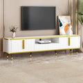 Meuble TV de luxe minimaliste avec étagère ouverte pour téléviseurs jusqu'à 85 pouces, centre de divertissement avec armoires et tiroirs
