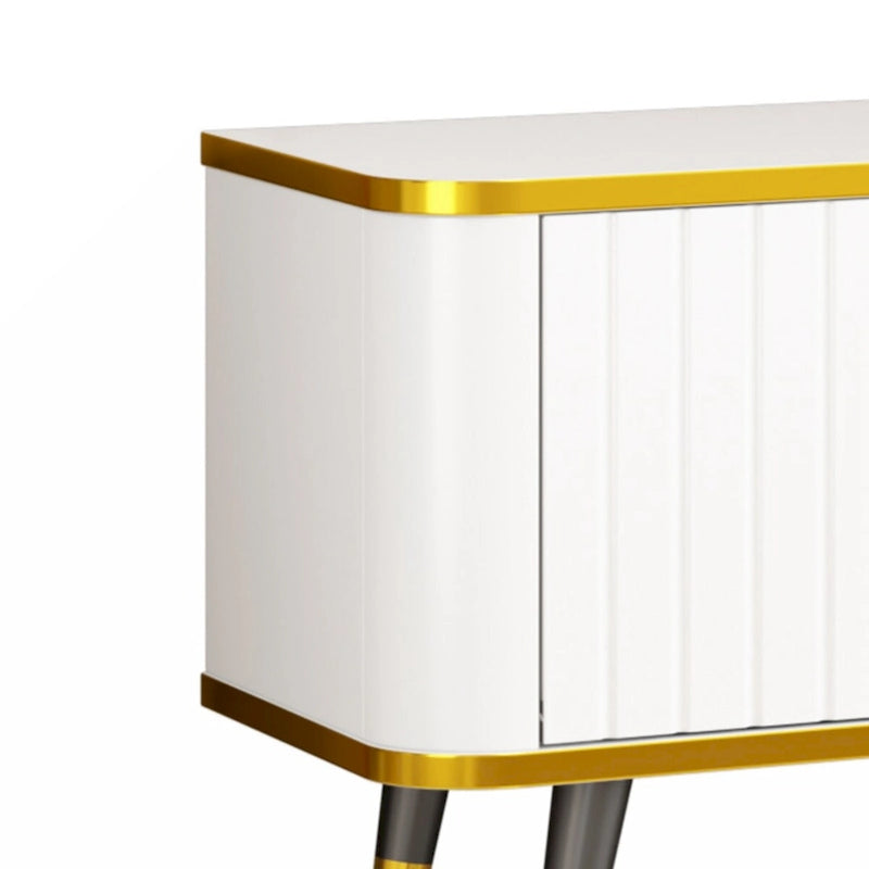 Meuble TV de luxe minimaliste avec étagère ouverte pour téléviseurs jusqu'à 85 pouces, centre de divertissement avec armoires et tiroirs