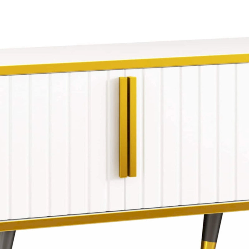 Meuble TV de luxe minimaliste avec étagère ouverte pour téléviseurs jusqu'à 85 pouces, centre de divertissement avec armoires et tiroirs