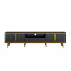Meuble TV de luxe minimaliste avec étagère ouverte pour téléviseurs jusqu'à 85 pouces, centre de divertissement avec armoires et tiroirs