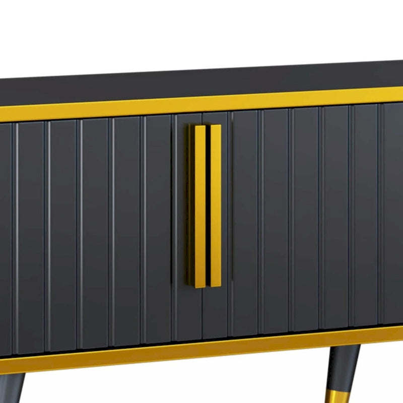 Meuble TV de luxe minimaliste avec étagère ouverte pour téléviseurs jusqu'à 85 pouces, centre de divertissement avec armoires et tiroirs